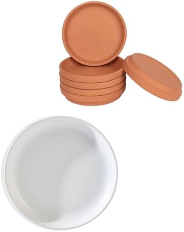 vensovo Plant Pot Saucer Set - Includes 1 Pack 9-Inch Ceramic Plant Saucer and 6 Pack 6-Inch Terracotta Plant Saucer,Perfect for Indoor or Outdoor Use by vensovo