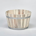 Acacia Wood Outdoor Barrel Planter, White Oil, 15" x 15" x 9.5" by Worth+Imports