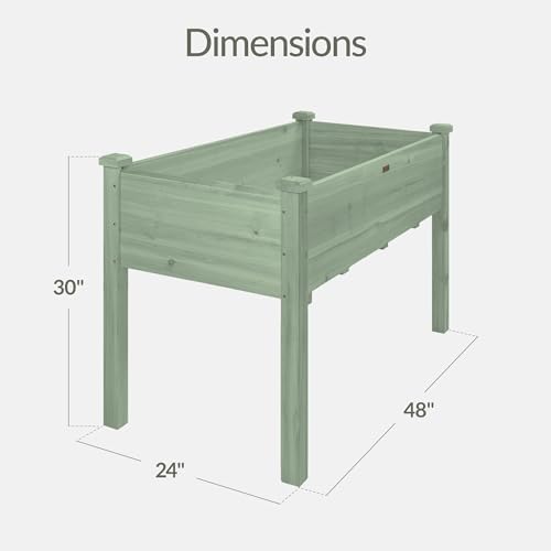 Best Choice Products 48x24x30in Raised Garden Bed, Elevated Wood Planter Box Stand for Backyard, Patio, Balcony w/Bed Liner, 200lb Capacity - Sage - Image 2