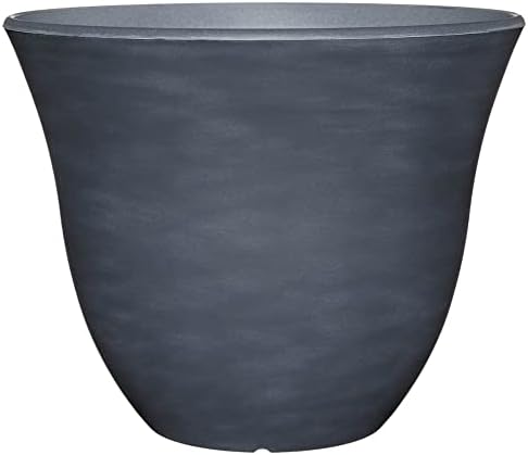 Classic Home and Garden Indoor/Outdoor Round Honeysuckle Resin Flower Pot Planter, Zinc Grey, 15" by Classic+Home+%26+Garden
