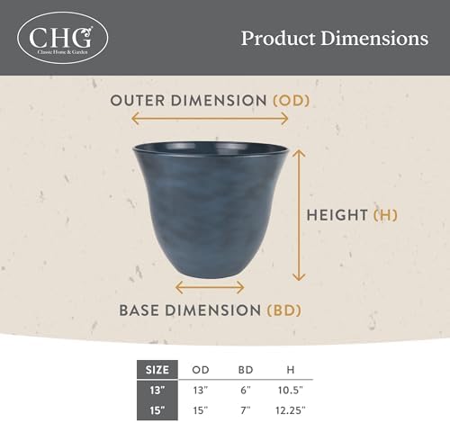 Honeysuckle Resin Planter, Durable Garden Pot, 13" Grained Beige - Image 5