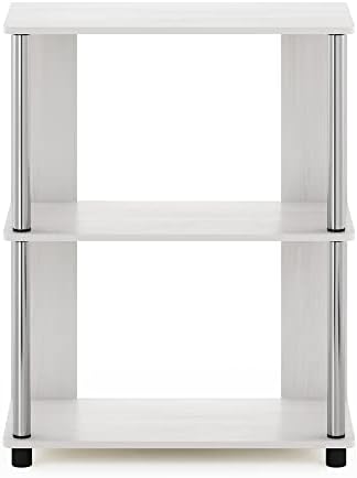 Furinno Jaya Simple Design 3-Tier Bookcase / Bookshelf / Display Rack with Stainless Steel Tubes, White Oak - Image 6