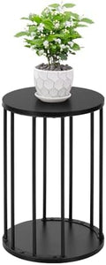 Plant Stand Indoor,small plant stool,Flower Pot Corner stand holder,Mid Century Heavy Duty Metal Tall Home Decor,Modern Round End Table,Small Rustic Display Stand for Living Room,Bedroom(Black,18In) by Leinade