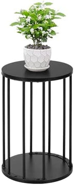 Plant Stand Indoor,small plant stool,Flower Pot Corner stand holder,Mid Century Heavy Duty Metal Tall Home Decor,Modern Round End Table,Small Rustic Display Stand for Living Room,Bedroom(Black,18In) by Leinade