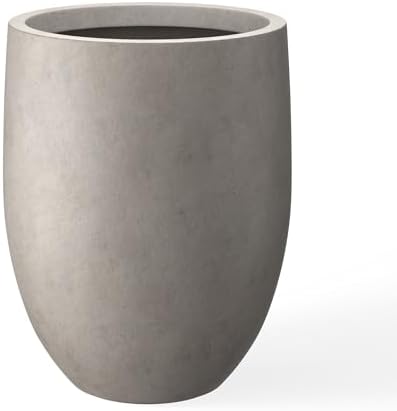 Kante 21.7" H Stone Gray Concrete Tall Planter, Large Decorative Garden Pot with Drainage Hole and Rubber Plug for Outdoor Indoor Plants, Modern Round Style for Home and Garden by Unknown
