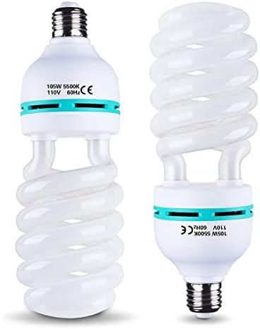 EMART Full Spectrum Light Bulb, 105W CFL Light Bulbs for Photography 2Pack by EMART