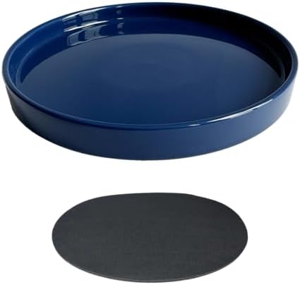 Yukfona Ceramic Plant Saucer Tray 1 Pcs 12 Inch Blue, 12.5" OD x11.9 ID x1.6 Deep| Fits Flower pots Bottom≤ 11.9", Heavy Duty Glazed Round Planter Drip with Catch Basin for Indoor Outdoor Plants by YUKFONA