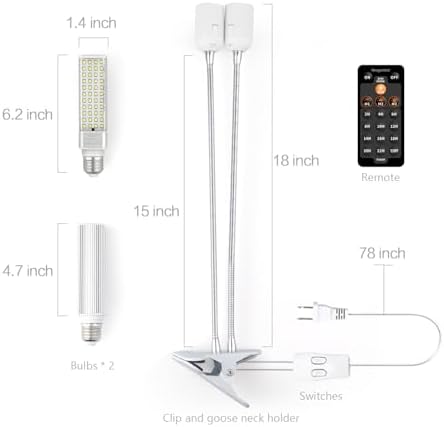 Smart Clip Grow Lights for Indoor Plants, Programmable Timer and Dim - Image 5