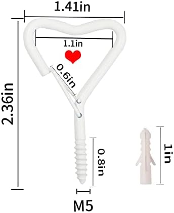 Ticway40 Pack Heart Shaped Ceiling Hooks with Safety Buckle White - Image 2