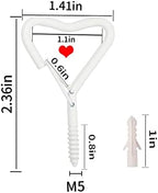 Ticway40 Pack Heart Shaped Ceiling Hooks with Safety Buckle White - Image 2