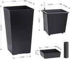 30" Tall Planter Set of 2, Heavy Duty High Planter Pots with Drainage Holes, Water Level Indicator & Removable Inner Bucket, Self Watering Planters for Indoor Outdoor Porch, Patio-Black - Image 2