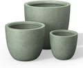 Kante 3-Pack 18" 14" 10" W Round Mint Green Concrete Planters by Unknown