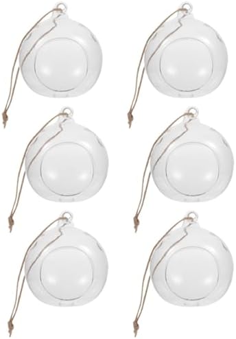 Glass Hanging Globe Tealight Holders with Rope Set 6pcs by Beavorty