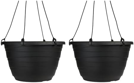 The HC Companies Wrapt Hanging Planter, 13 Inch, Black, 2-Pack by TheHCCompanies