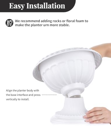NUPTIO Plastic Classic Urn Planter: 10.23 Inch Pedestal Plant Pots, 2 Pcs - Image 5