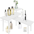 Homode Kitchen Countertop Organizer Corner Shelf, Bathroom Counter Organizers and Storage, 3 Tier Wood Shelf Organizer Space Saver for Make Up, Dresser Table, Desktop, White - Image 4