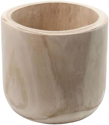 CYS EXCEL 11'' Wood Cylinder Planter, Natural, Lightweight, Floor Cachepot for Large Artificial Trees, Faux Greenery, and Live Houseplants, Fiddle Leaf Figs, or Monsteras (in Plastic Liner Pots Only) by CYSEXCEL%C2%AE
