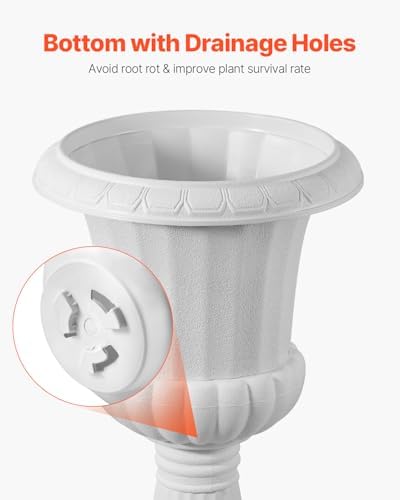 VEVOR Plastic Urn Planters, 9.8 x 16.5 Inch, 2 Pack White Classic Flower Pots Front Porch Planters, Indoor & Outdoor Vase for Wedding, Party, Event, Home, Stage, Garden, Balcony, Patio Decoration - Image 5