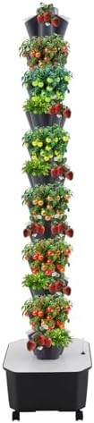 Hydroponics Tower Indoor Growing System,12-Tier 60-Hole Vertical Garden Planter,Herb Garden Kit with 6.6Gal Water Tank,Automatic Water Circulation Pump for Gardening Lover (Grey) by KannBeki
