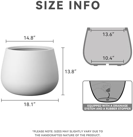 Kante Accent Round Curved White Concrete Planter 18.1" Dia, Outdoor - Image 2