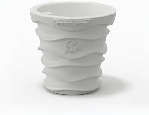 Posie Pot Medium Wave Self Watering Planter for Indoor Plants - 5x5 Inch Patented Pot with 10X Water Reservoir - Modern 3D Printed Desk Planter - Root Rot Free - Eco Friendly, Made in USA, White by PosiePots