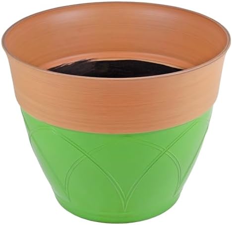 Garden Elements Plastic Indoor/Outdoor Colored Planter with Terra Cotta-Colored Rim, Lightweight, Durable, and Versatile with Drainage Holes, Green, 15” - Image 2