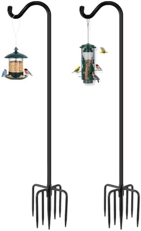 Gtongoko 76in Heavy Duty Shepherd Hook for Outdoor, 7-Prong Base, 2 Pack by Gtongoko