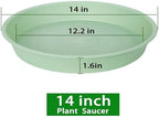 4 Pack of 14 inch Plant Saucers Bird Bath Bow Round, Plastic Plant Saucer Tray for Pots, White Planters for Indoor Plants, Plant Trays for Planter 12-15" (14", Light Green) - Image 2