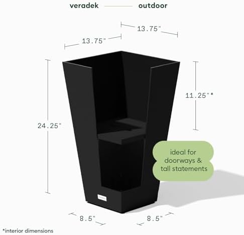 Veradek Pure Series Taper Planter - Tall Tapered Outdoor Planter with Shelf - Image 2