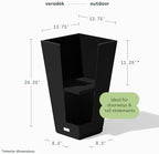 Veradek Pure Series Taper Planter - Tall Tapered Outdoor Planter with Shelf - Image 2