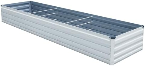 zizin Large Raised Garden Bed Kit 12x2x1.5FT Outdoor Rustproof Bottomless Metal Planter Box for Vegetables Flower Herb, Beige by zizin