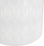 S/2 White Ceramic Planters, Geometric Motif, 6.5" & 5.5" D - Image 5