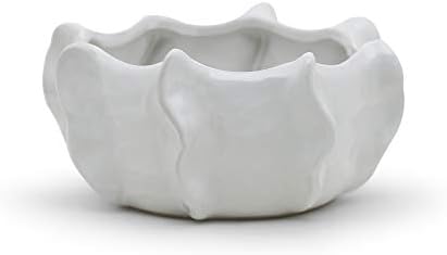 WGV Ceramic Bowl Vase, Width 7.5", Height 3.5", Corral Pot, White Large Mantel Planter Centerpiece for Wedding Event Office Home Decor, 1 Piece by WGVInternational-OpusGlassware