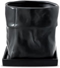 Nihow 6 Inch Ceramic Plant Pot with Drainage & Square Saucer,Black by Nihow
