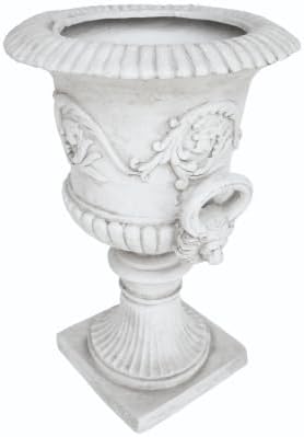 Garden Urn Planter Outdoor Lagre Flower Pot Vintage Urn Plant Container for Front Porch, Patio, Garden & Indoor Use, White - Image 7