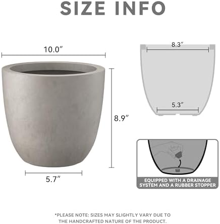 Kante Small Round Bowl Weathered Concrete Planter 10" Dia, Outdoor - Image 6
