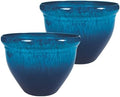 The HC Companies Pizzazz Round Planter Pot, 16 Inch, Admiral Blue, 2-Pack by TheHCCompanies