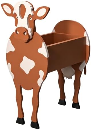 Animal PVC Flower Pot, Cow Shaped Succulent Planter Flower Holder for Garden Patio Balcony Window Sill, for Birthday Pet Lovers, 36x22cm(14x9in) by Unknown