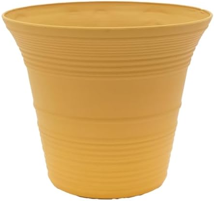 The HC Companies Sedona Round Self-Watering Pot - Lightweight Self Care Planter - Plastic Planter for Herbs & More - Durable Plant Pots for Indoor Plants & Outdoor Plants (14" Honey, Pack of 1) by TheHCCompanies