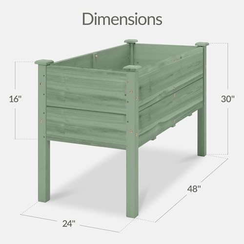 Best Choice Products 48" x 24" x 30" Raised Garden Bed with Extra Deep 16" Depth, Elevated Wood Planter Box Stand for Backyard, Patio, Balcony, Natural Fir Wood - Sage - Image 2