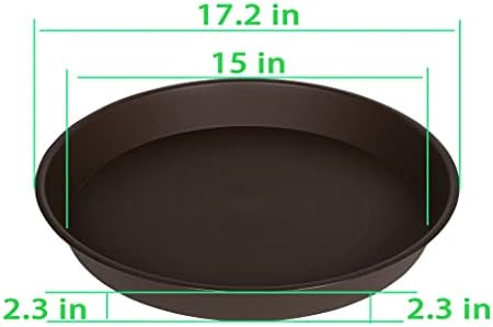 4 Pack of 16 17 inch Plant Saucer (15 inch Base), 2.3" Depth, Heavy Duty Deep Plant Trays for Planter Pots, Bird Bath Bowls, Plastic Plant Saucers for Indoors (17", Dark Brown) - Image 2