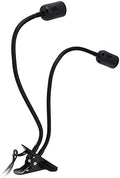 Clip Desk Lamp Socket, E26/E27 Reading Light Stand Clamp Lamp Fixture, 360 Degrees Two Clip on Light Bulb Holder with On/Off Switch and Clamp for Headboard Video Study Work, by Luqeeg-GiveLifetoEnjoy