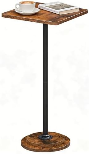 HOOBRO Drink Table, Small Square Pedestal Side Table for Small Spaces by HOOBRO