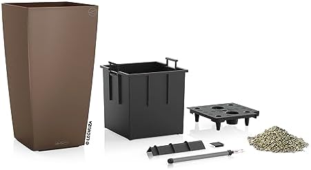 Lechuza CUBICO Color 30 Nutmeg, Self-Watering Tall Planter, H22 L11.8 W11.8 in - Image 3