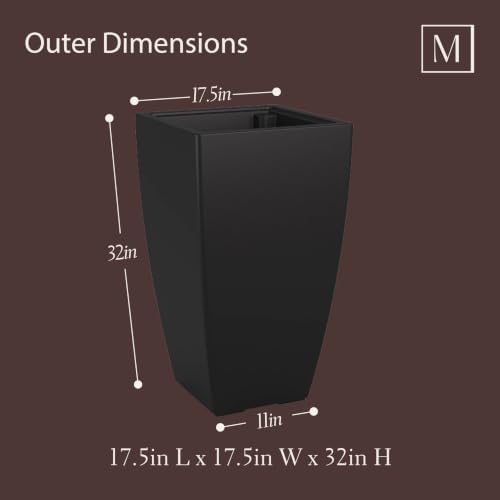 Mayne Kade 32in Self-Watering Modern Tall Square Planter, Black - Image 4