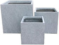 Kante 16",12",10" Square Concrete Planters Set of 3 for Outdoor Indoor Home Patio Garden, Large Plant Pot with Drainage Hole and Rubber Plug, Slate Gray by Unknown