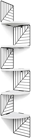 Love-KANKEI Corner Wall Shelf 5 Tier,Solid Wood/Metal Bracket,51"Tall,White by Love-KANKEI