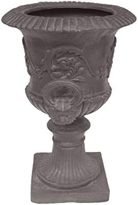 Great Deal Furniture Noble House Adonis Outdoor Roman Chalice Garden Urn Planter in Antique Gray - Image 7