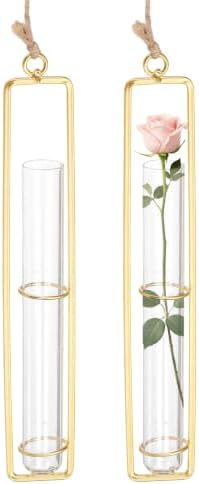 METALLIXITY Hanging Clear Glass Hydroponic Plant Propagation Tube Vase 2Pcs by METALLIXITY