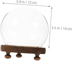 DECHOUS Clear Glass Cloche Dome with Wooden Base for Plants Terrarium Display Elegant Keepsake Globe for Preserved Flowers Dust Protection for Home Decor - Image 2